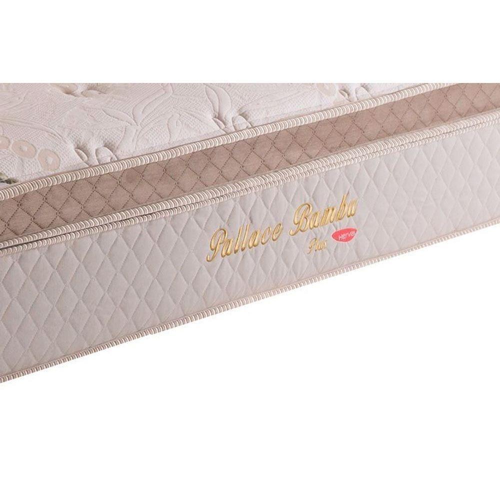 Miniatura Cama Box Baú King: Colchão Molas Ensacadas Herval Pallace Bambu Plus + Base Bege(193X203)