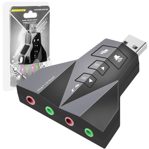 Miniatura Kit 10 Placas De Som Usb Externa 4 Portas 7.1