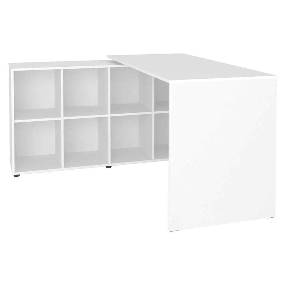 Mesa Escrivaninha Em L 140x130cm 8 Nichos Eron A06 Branco - Mpozenato