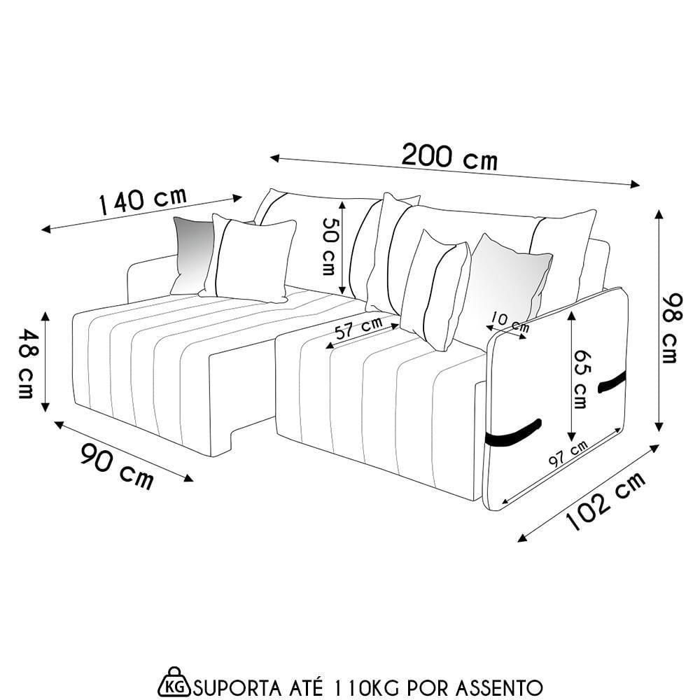 Miniatura Sofá Cama Retrátil 200cm Essence D05 Linho Bege/camel - Mpozenato