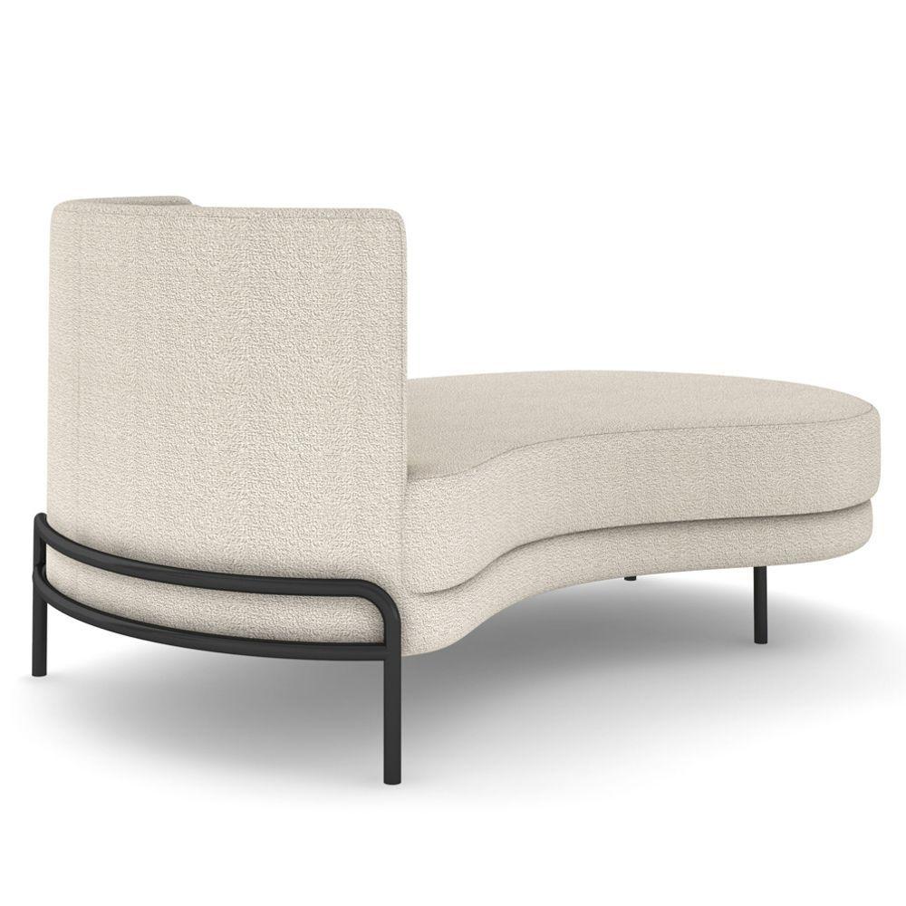 Miniatura Chaise Longue Divã 164cm Braço Direito Logus D06 Bouclê Bege - Mpozenato