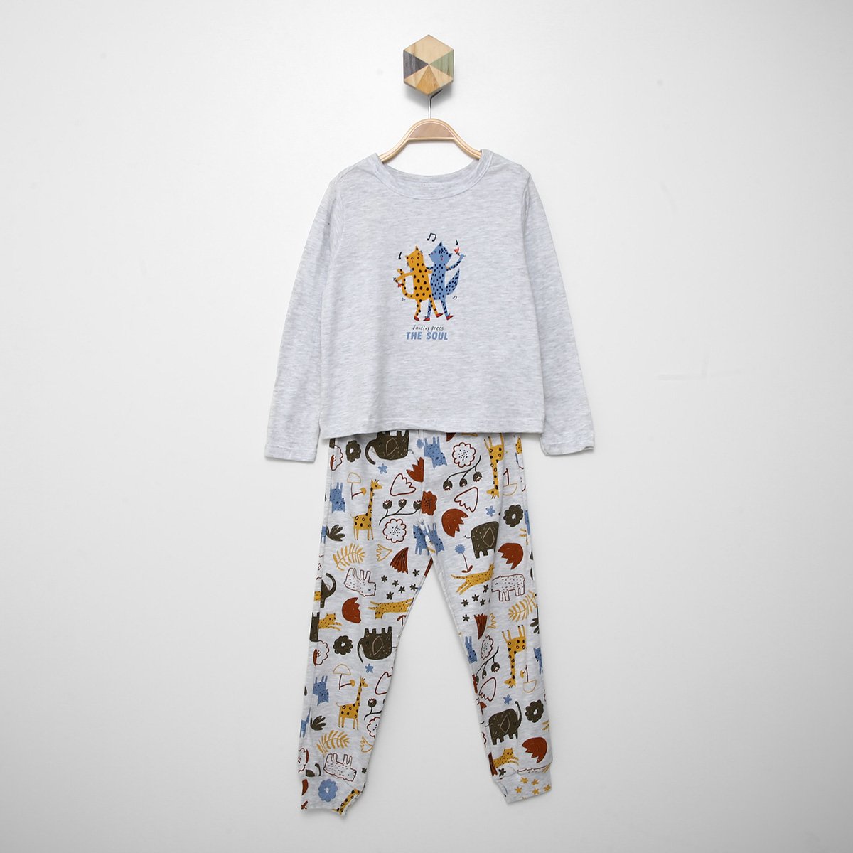 Miniatura Pijama Infantil Longo Hering Kids Malha Estampado Mescla - 1A
