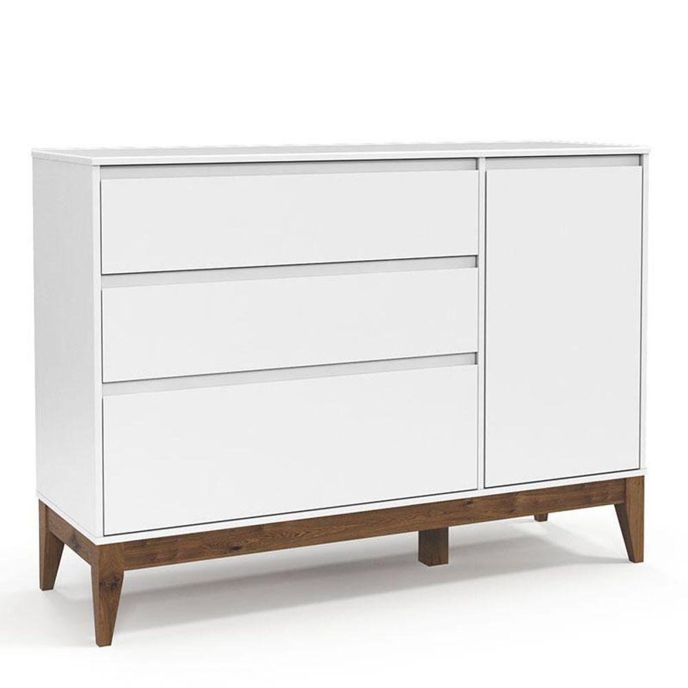 Miniatura Cômoda Infantil Nature Clean Com Porta Branco Acetinado Eco Wood - Matic