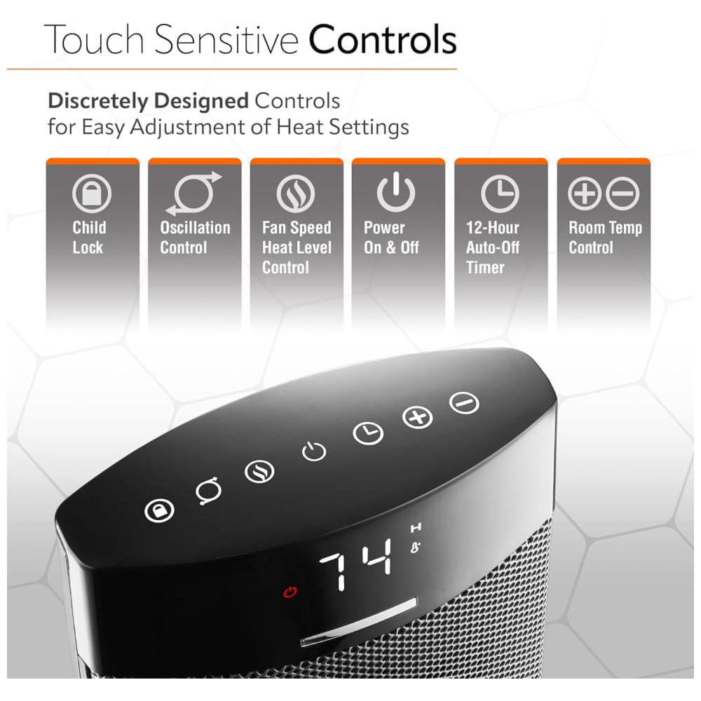 Miniatura Aquecedor Elétrico de Cerâmica com Tela Digital, Interruptor Tipover e Bloqueio para Crianças Ideal para Casa, 110V 15...