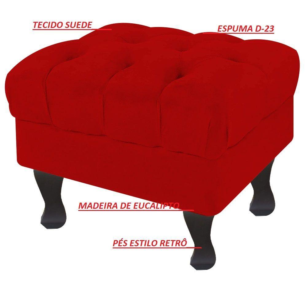 Miniatura Puff Decorativo Retro Luiz Xv Sem Baú Vermelho 60 Para Sala