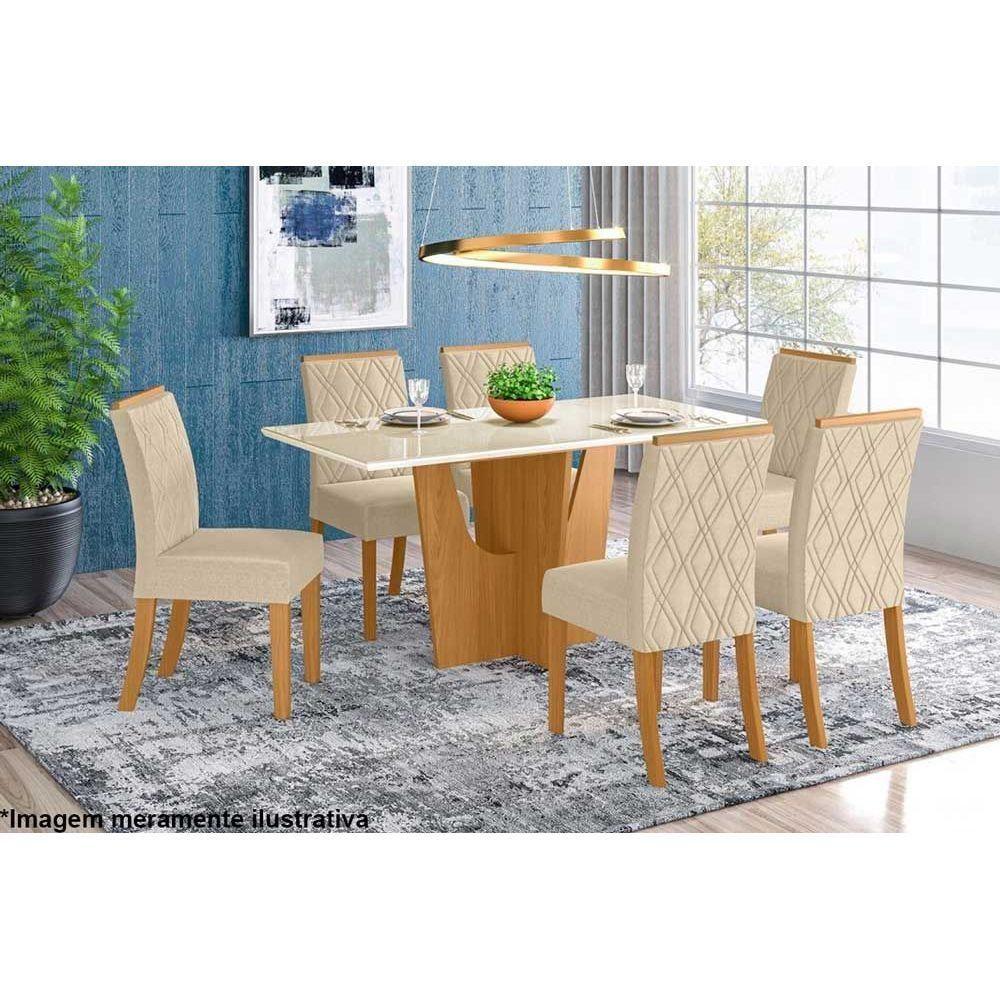 Miniatura Mesa De Sala Jantar Vértice + Tampo Madeirado 160x80cm Nature/off White - Henn