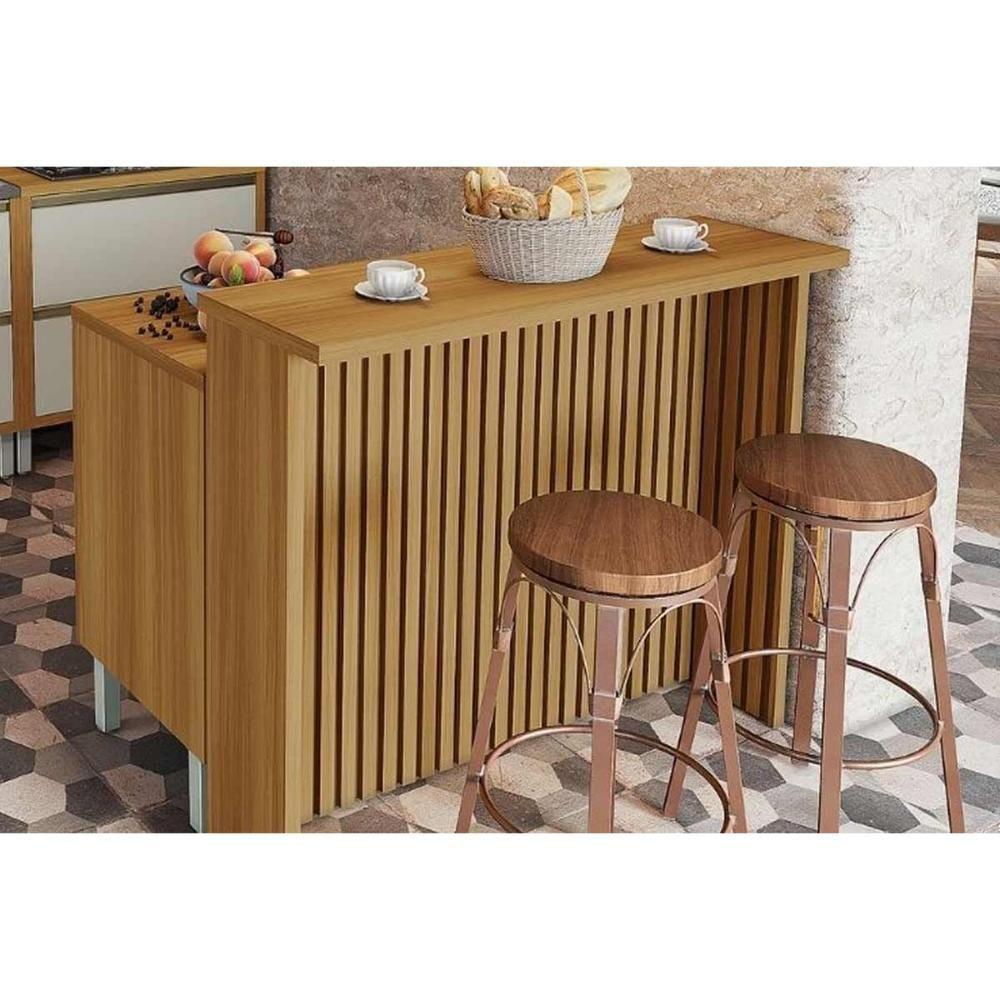 Miniatura Balcão Ilha Cozinha Gourmet Marquesa Com 1 Porta E 3 Gavetas 120cm Nature Verde
