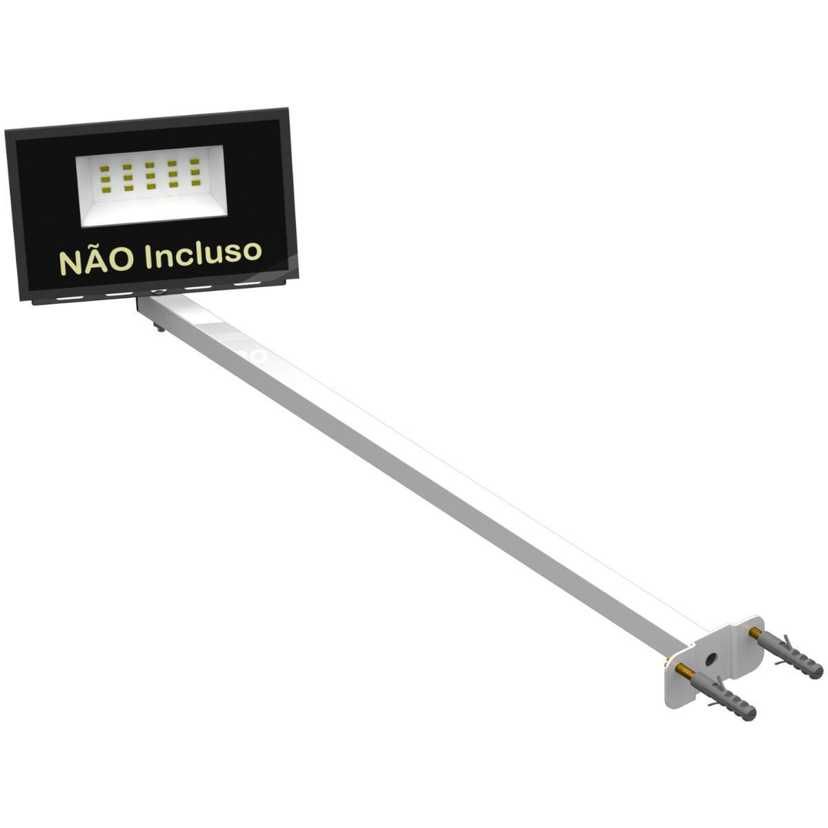 Suporte Refletor Base Reta Braço 60 Cm Branco