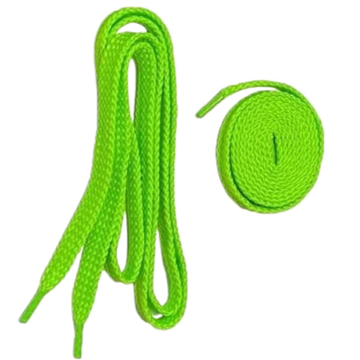 Miniatura Par De Cadarço Verde Limão Neon Chato Tradicional 120Cm