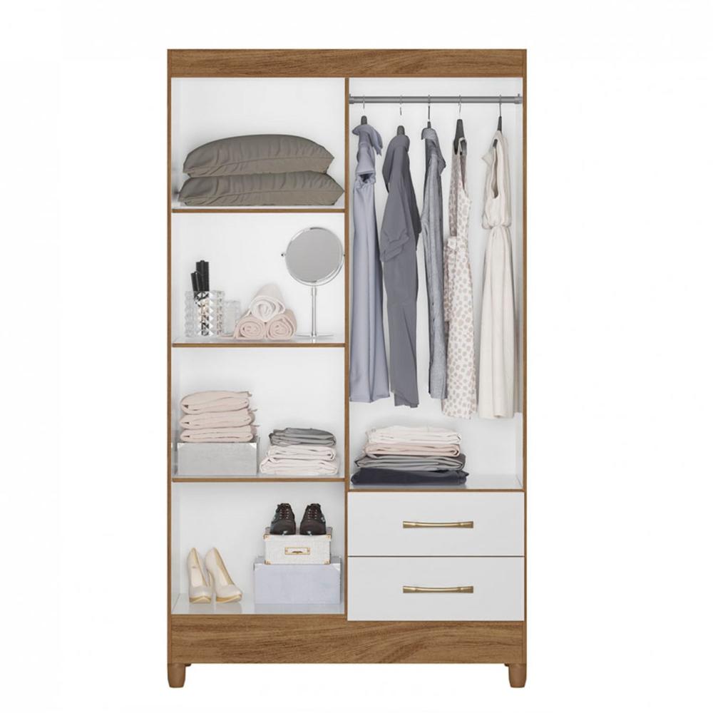 Miniatura Guarda Roupa Solteiro 4 Portas 2 Gavetas Chile Moval Naturale/Branco