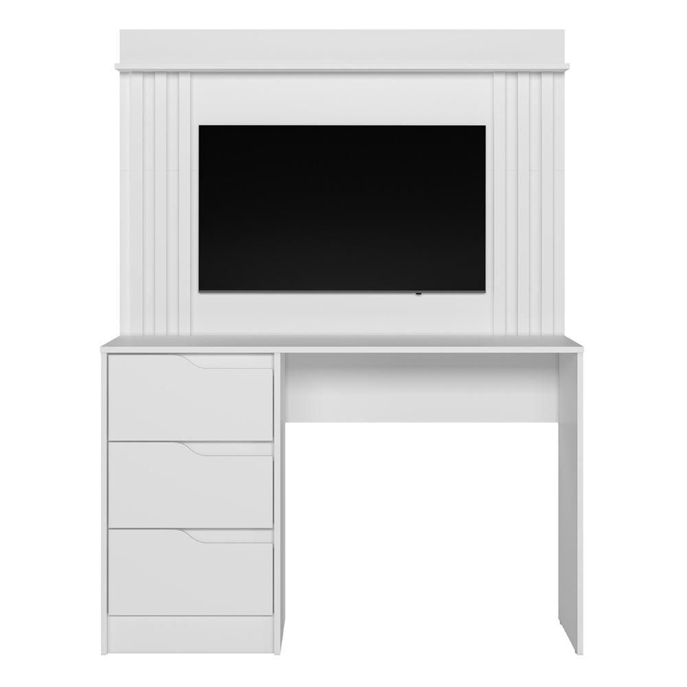 Mesa Escrivaninha 3 Gavetas Painel Tv 40 Pol Doble Branco - Albatroz