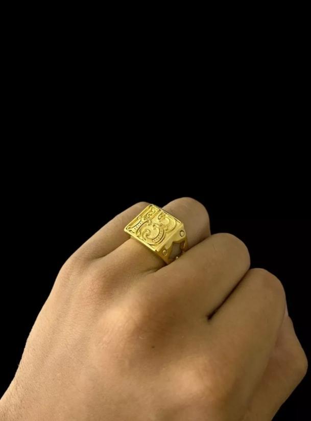 Miniatura Anel Da Sorte Número 13 Banhado A Ouro 18K Luxo