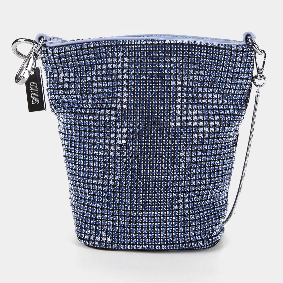 Miniatura Bolsa Santa Lolla Strass Feminina Azul Claro