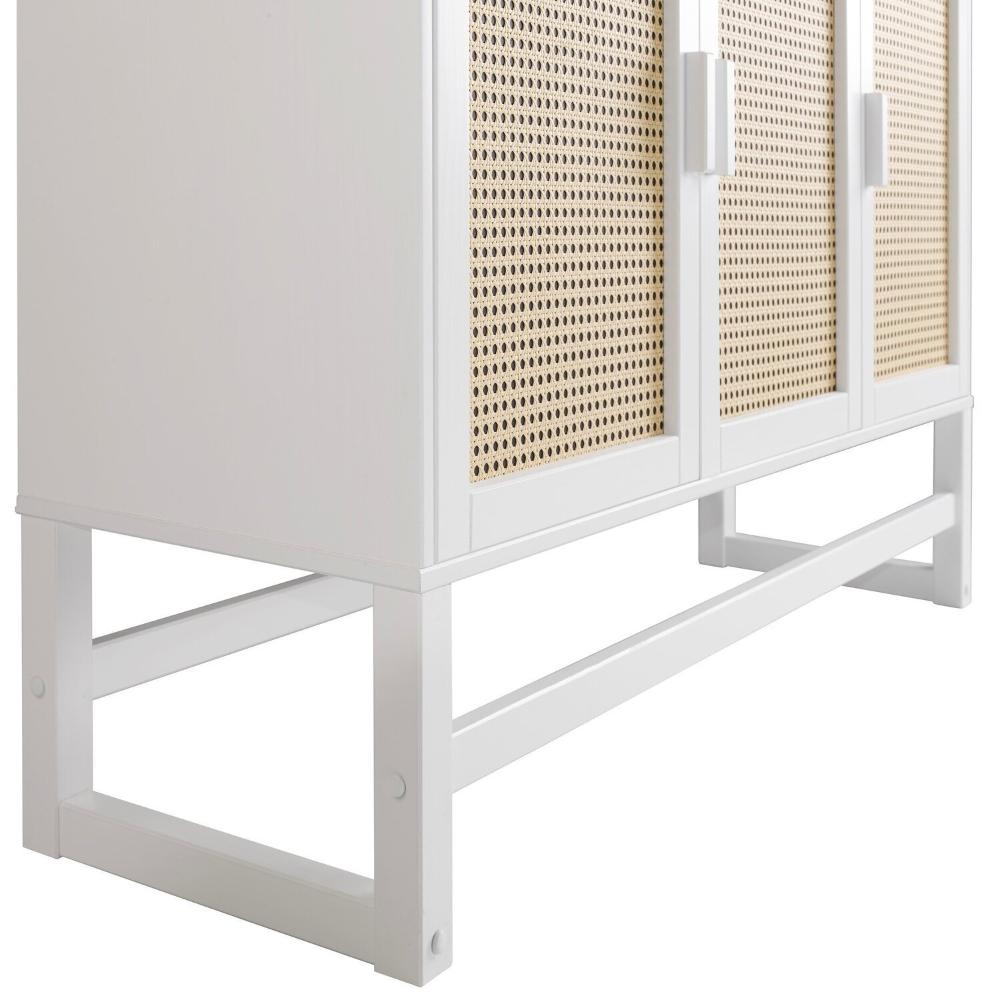 Aparador Buffet de Madeira com 3 Portas com Palhinha Coleção Blanco Acapulco Branco