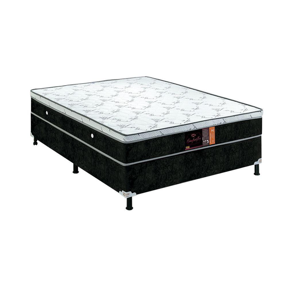 Miniatura Base Box E Colchao Casal Confort Flex Molas Ensacadas 1,88x1,38x0,67 Branco - Preto