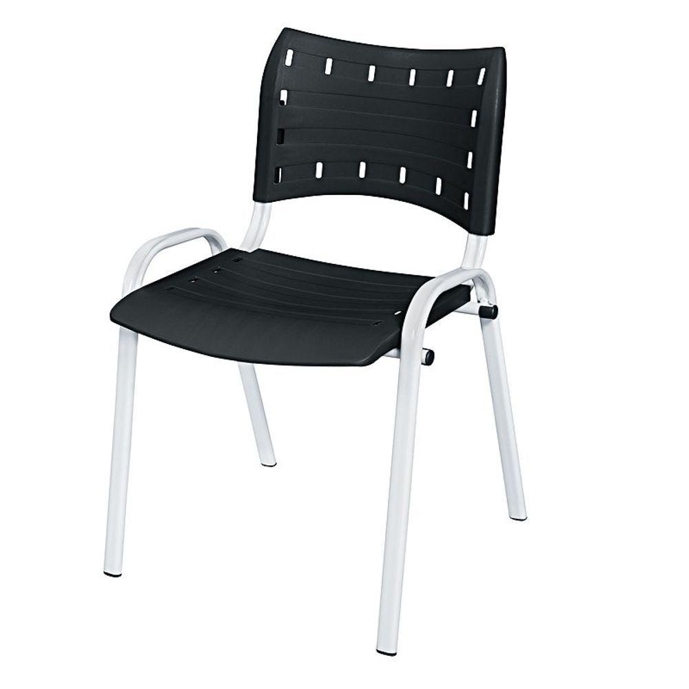 Miniatura Cadeira Iso Base Branco Escola, Escritório Preto Kit 5 Un