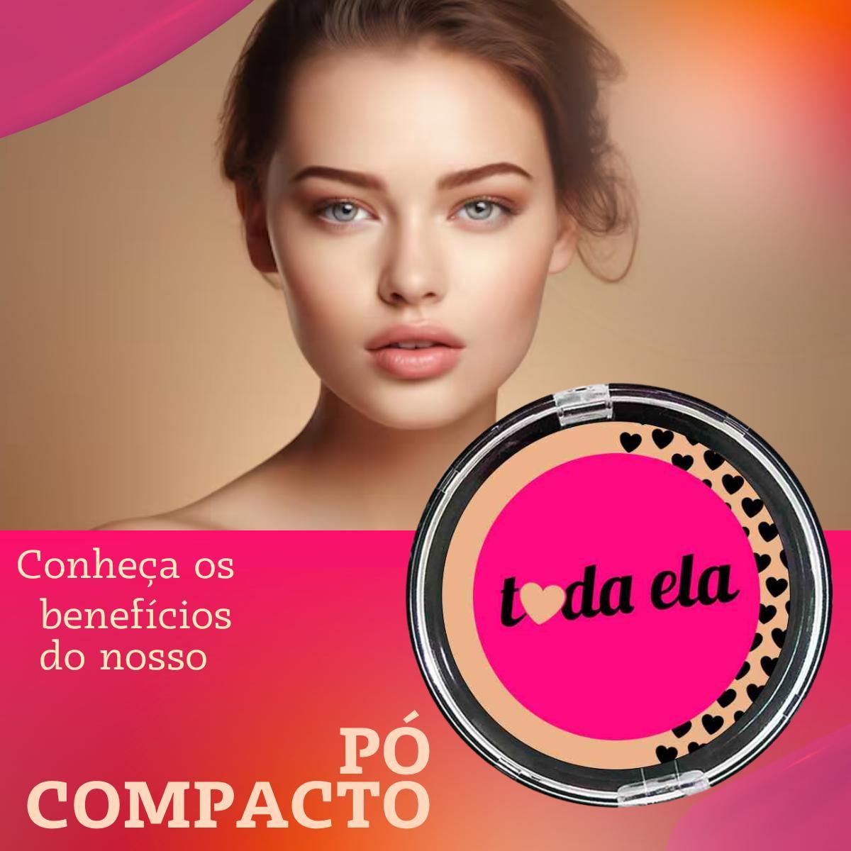 Miniatura Base De Maquiagem Em Pó Compacto Pele Bege 10G Pó De Rosto