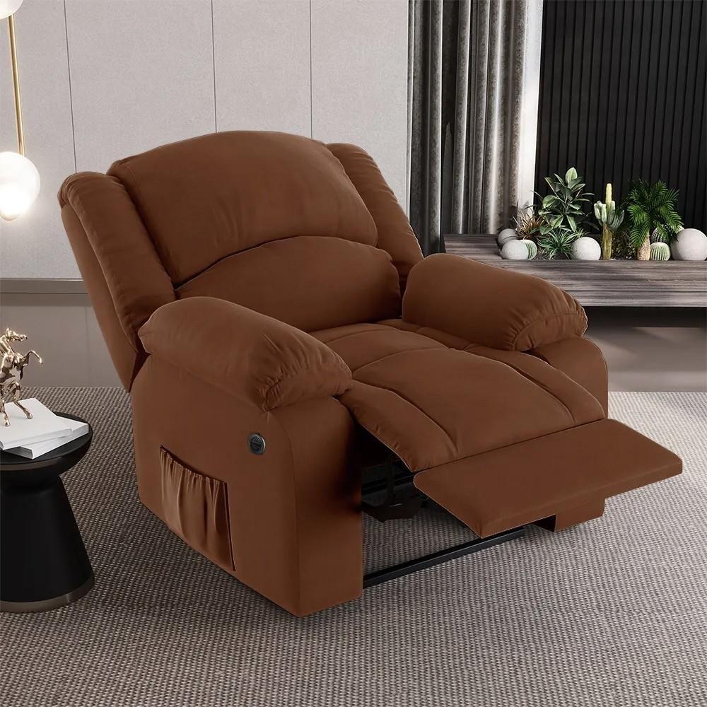 Miniatura Poltrona Do Papai Reclinável Pietra Power Elétrica Usb Fh9 Veludo Terracota - Mpozenato