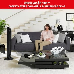 Miniatura Ventilador de Torre Arno Eole Infinite NEOL 40W 3 Velocidades Silencioso Preto 110V