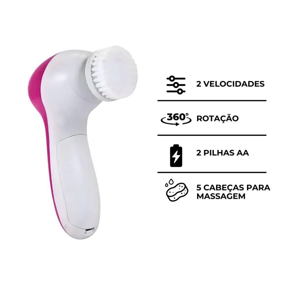 Escova Facial Elétrica 5 Em 1 Portátil Esfoliante E Massageadora Bivolt