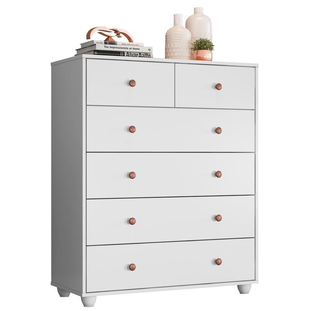 Miniatura Cômoda 90cm 6 Gavetas Glória A02 Branco Fosco Liso - Mpozenato