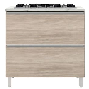 Cozinha Completa Bartira Amazonita com 8 Portas, 1 Gaveta e 4 Prateleiras - 280cm de largura - Carvalho/Thassos Carvalho/Thassos