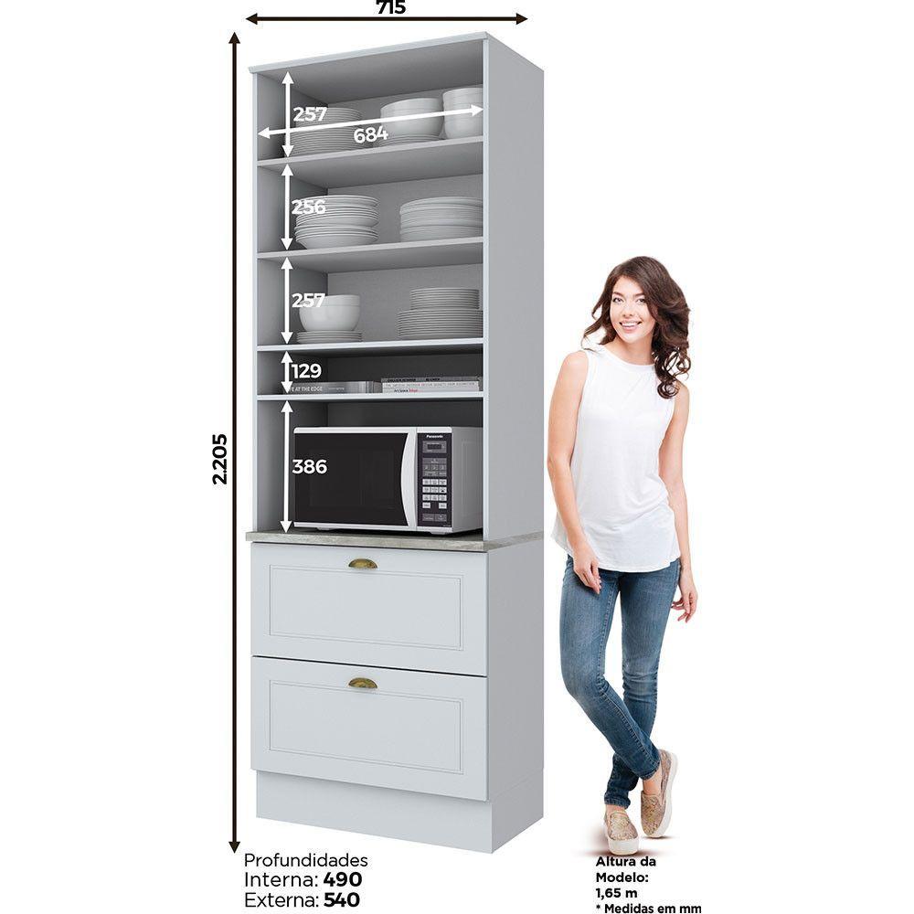 Miniatura Paneleiro Duplo Americana 220 Cm Para 1 Forno Henn Branco