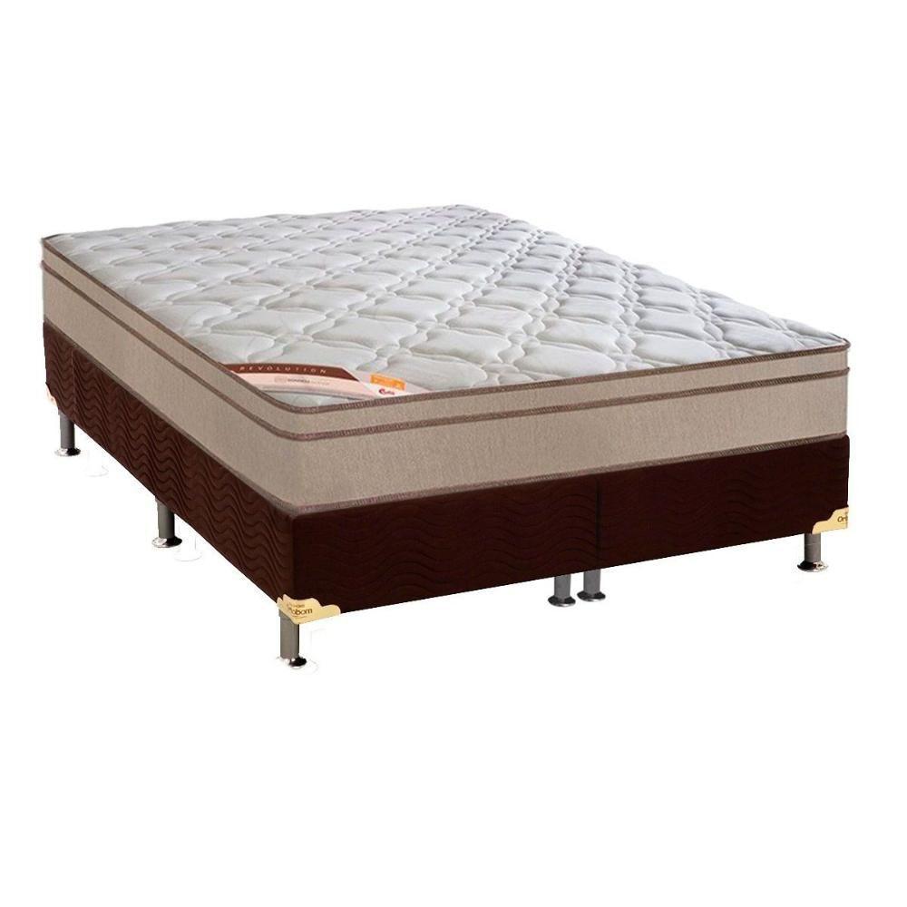 Miniatura Cama Box Queen: Colchão Molas Ensacadas Castor Pocket Revolution Híbrido + Base Brown(158X198)