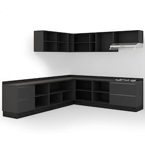 Miniatura Cozinha Completa Bartira Linea com 11 Portas, 4 Gavetas e 7 Prateleiras - Grafite