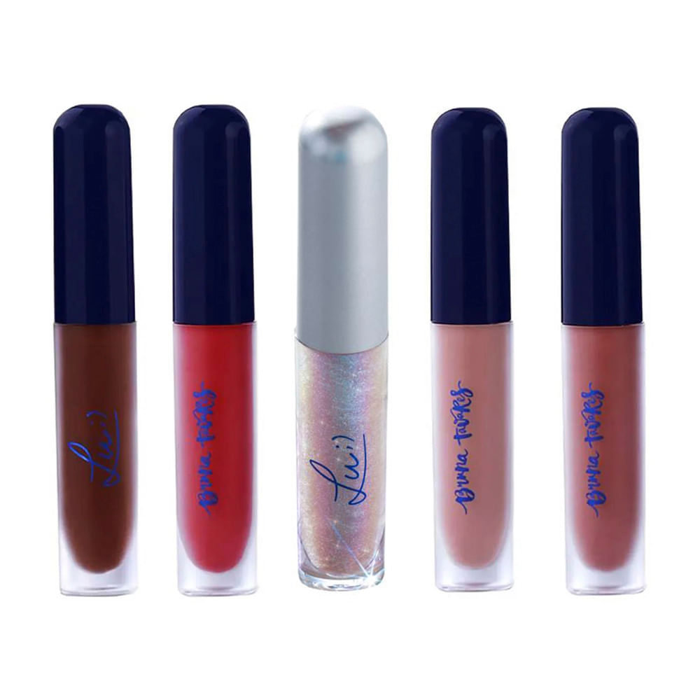 Miniatura Bruna Tavares BT + Lu Kit com 4 Batons Líquidos e 1 Gloss Labial + Frasqueira Kit