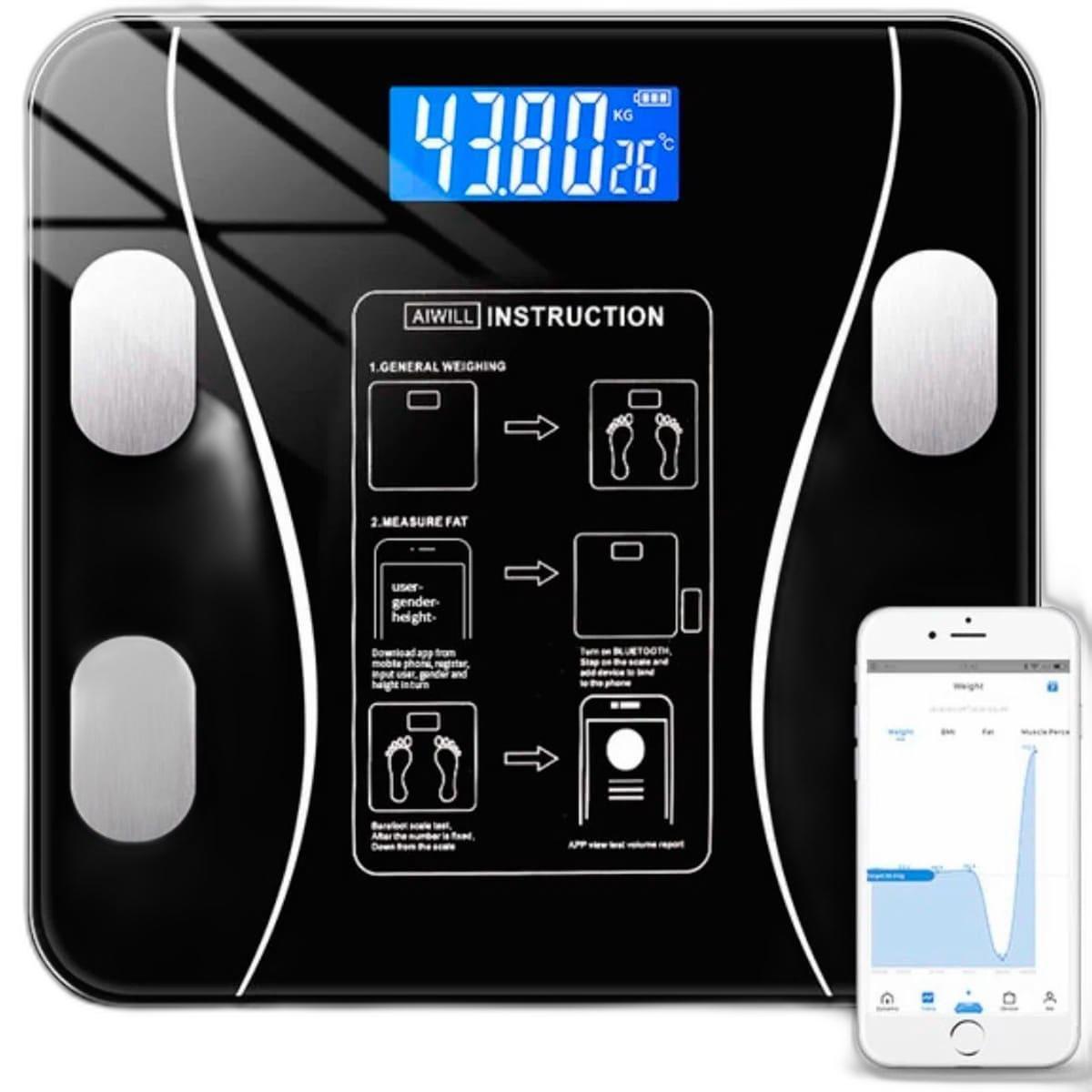 Miniatura Balança Bioimpedância Profissional Corporal App Bluetooth