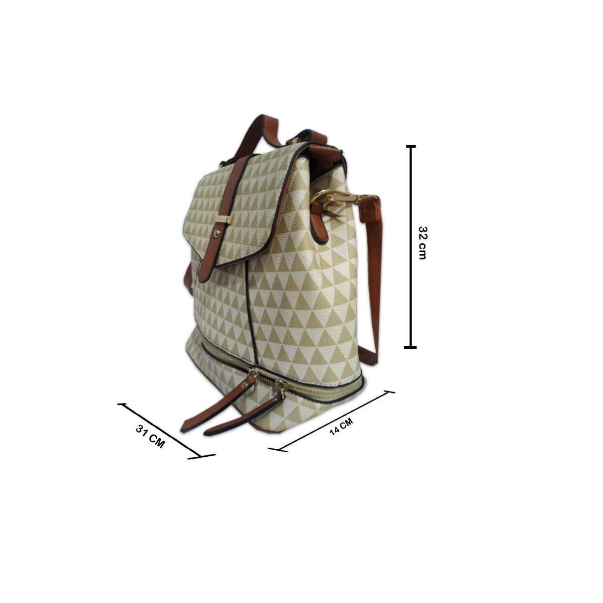 Miniatura Bolsa Mochila Passeio Elegante Luxo Bege Matelassê