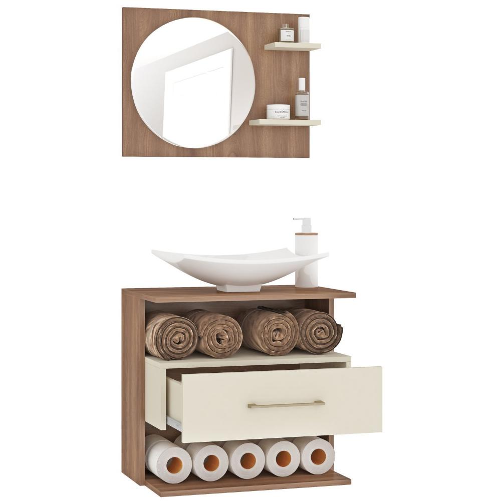 Miniatura Gabinete Suspenso 1 Gaveta 2 Nichos 1 Cuba 1 Espelho Florença Fellicci Manchester/Champagne