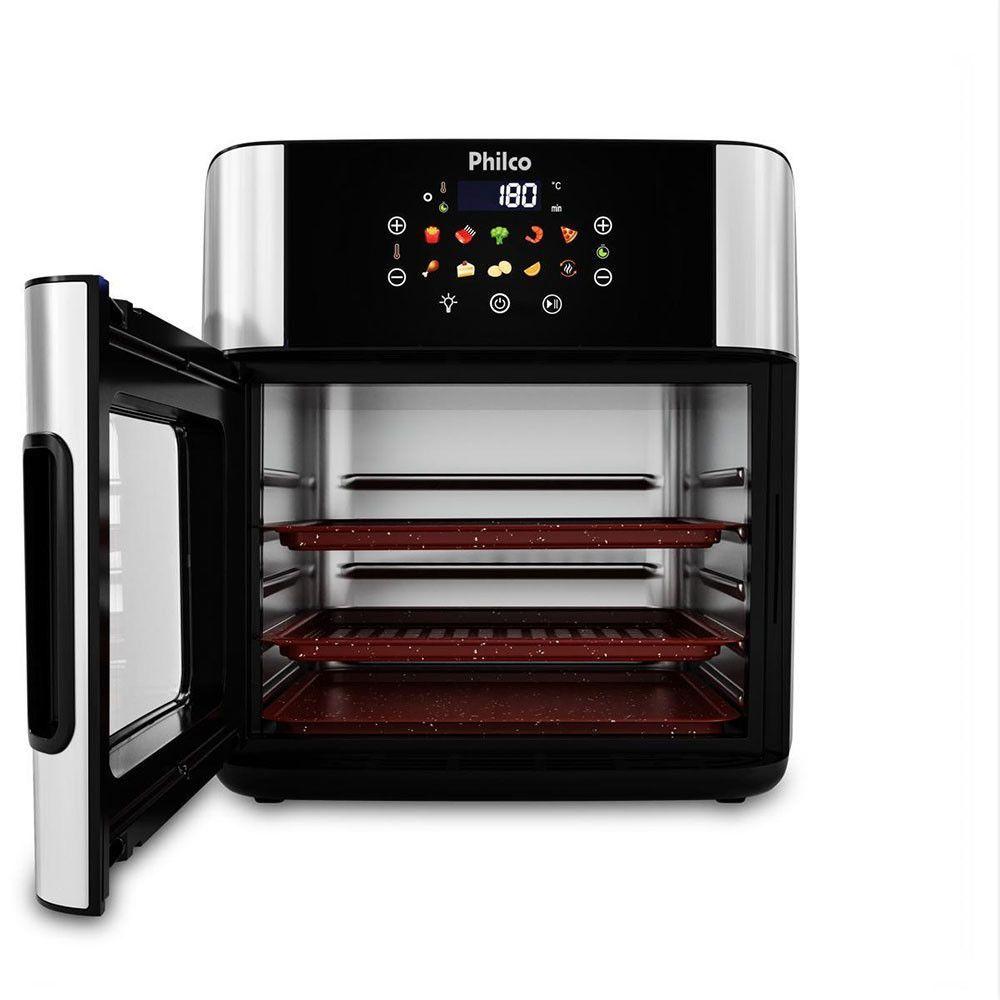 Miniatura Air Fryer Philco 16L 4 Em 1 Painel Digital PAF16A Preto/inox 220V