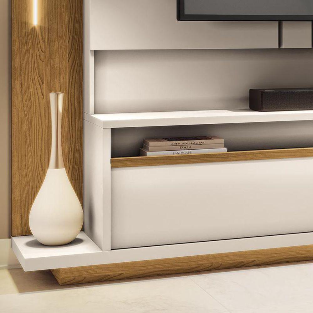 Miniatura Estante Home Theater Montane Para Tv Até 75? Off White-cinamomo - Pr Móveis Off White-cinamomo