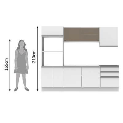 Cozinha Completa Madesa 100% MDF Acordes Glamy com Armário, Torre e Balcão (Sem Tampo e Pia) Branco Cor:Branco
