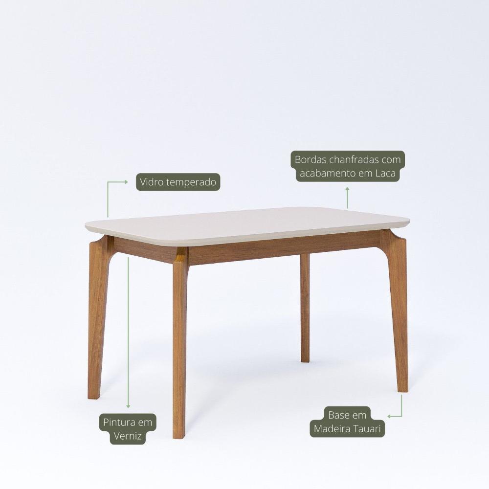 Miniatura Mesa Ficus 77cm X 80cm X 130cm Tampo em Mdf Madeira/Off White