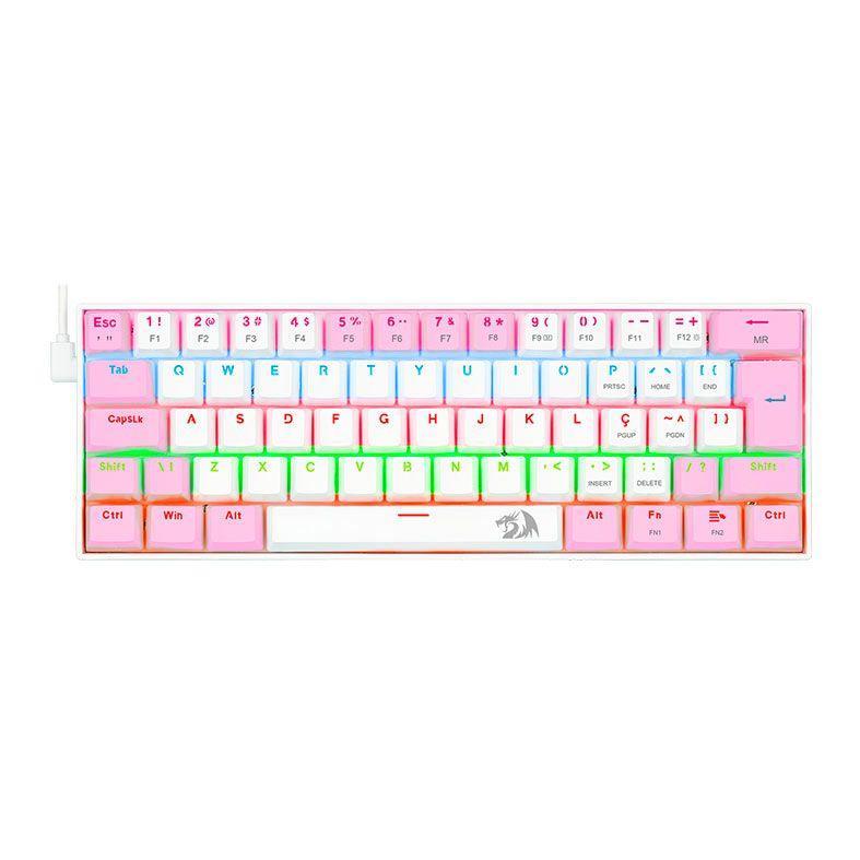 Miniatura Teclado Gamer Redragon Lakshmi Branco & Rosa C/Switch Azul