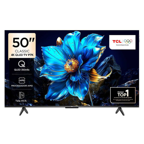 Miniatura Smart TV TCL 50 Polegadas 50P7K 4K UHD QLED Google TV Preto - Bivolt