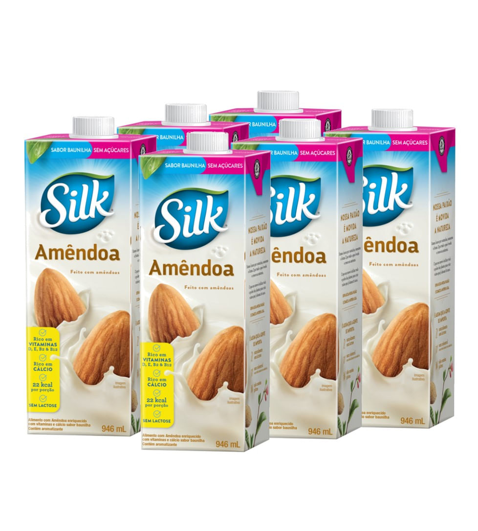 Miniatura Kit Leite De Amêndoa Silk 6l Sabor Baunilha