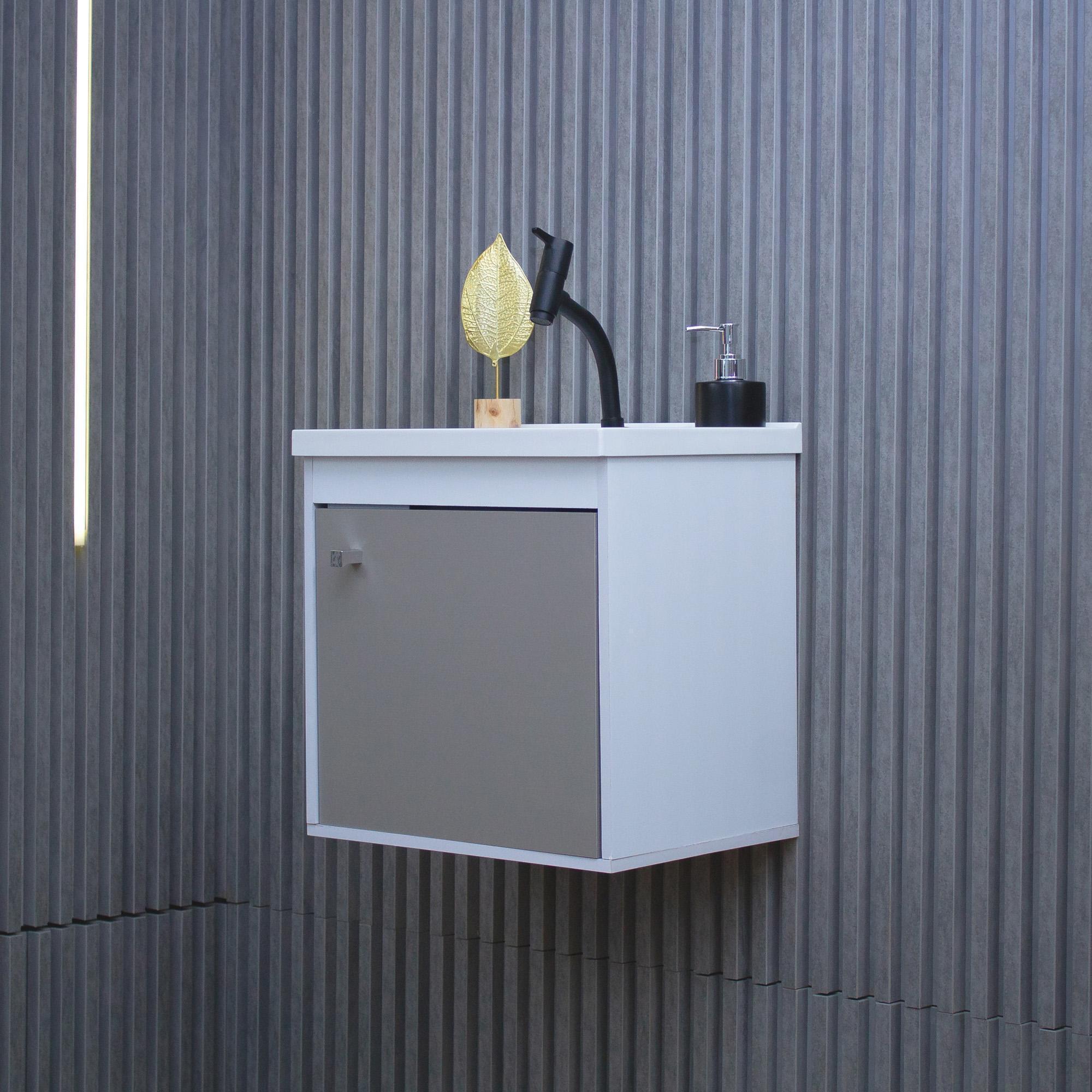 Miniatura Kit Gabinete Banheiro Em Mdf Espelheira - Veneto Gianduia