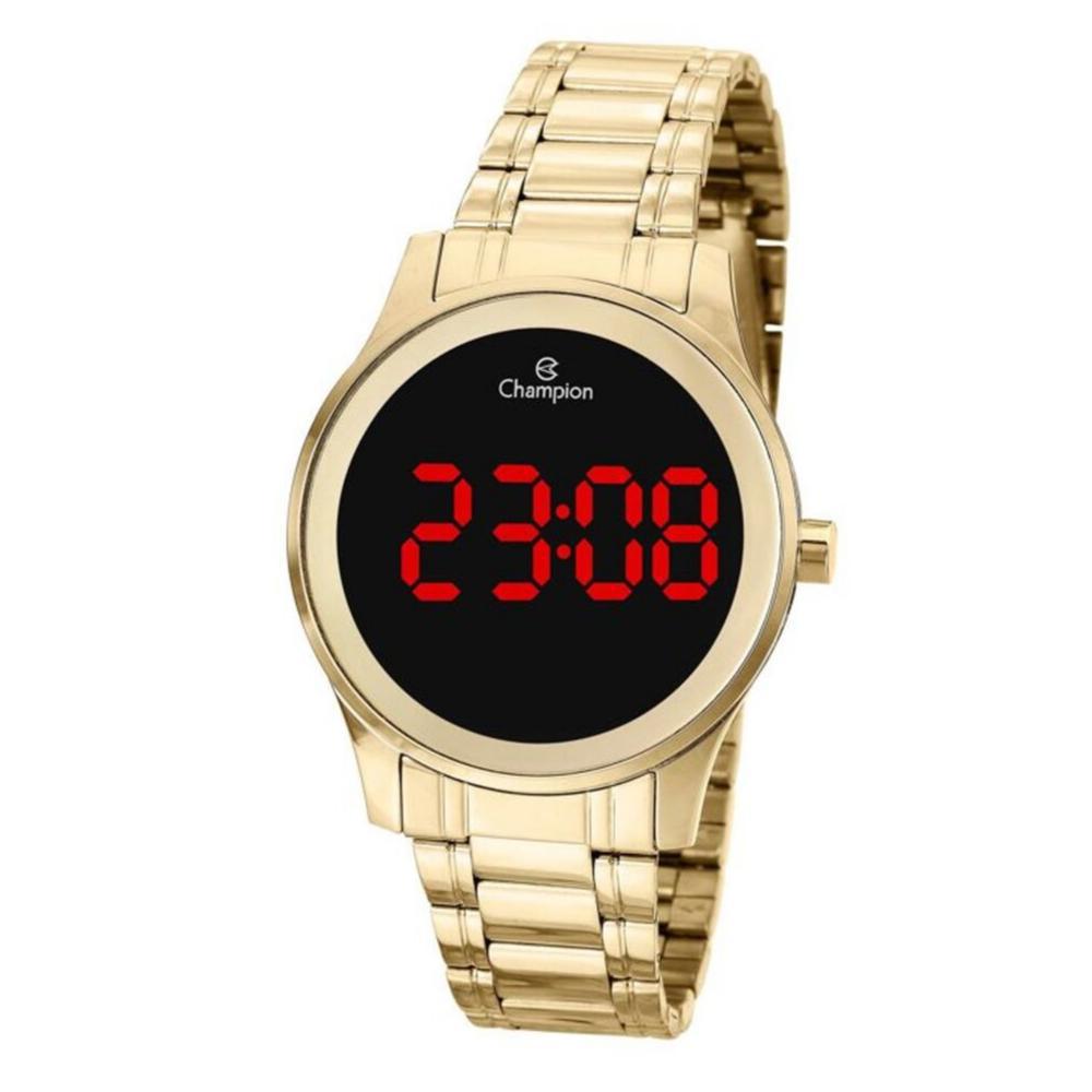 Miniatura Relógio Feminino Dourado Champion Digital Led Vermelho + Nf Amarelo - Relógio - Feminino - Champion - Digital