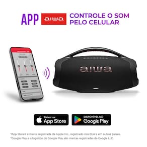 Caixa de Som Aiwa Boombox Plus com 3 Alto-falantes Bivolt e com Proteção IP66 Contra Água e Poeira AWS-BBS-01B - 200W
