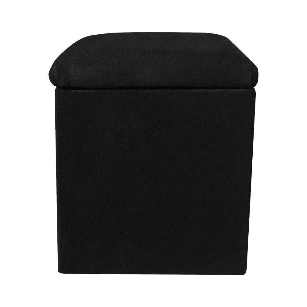 Miniatura Puff Baú Dani Quadrado Suede Preto