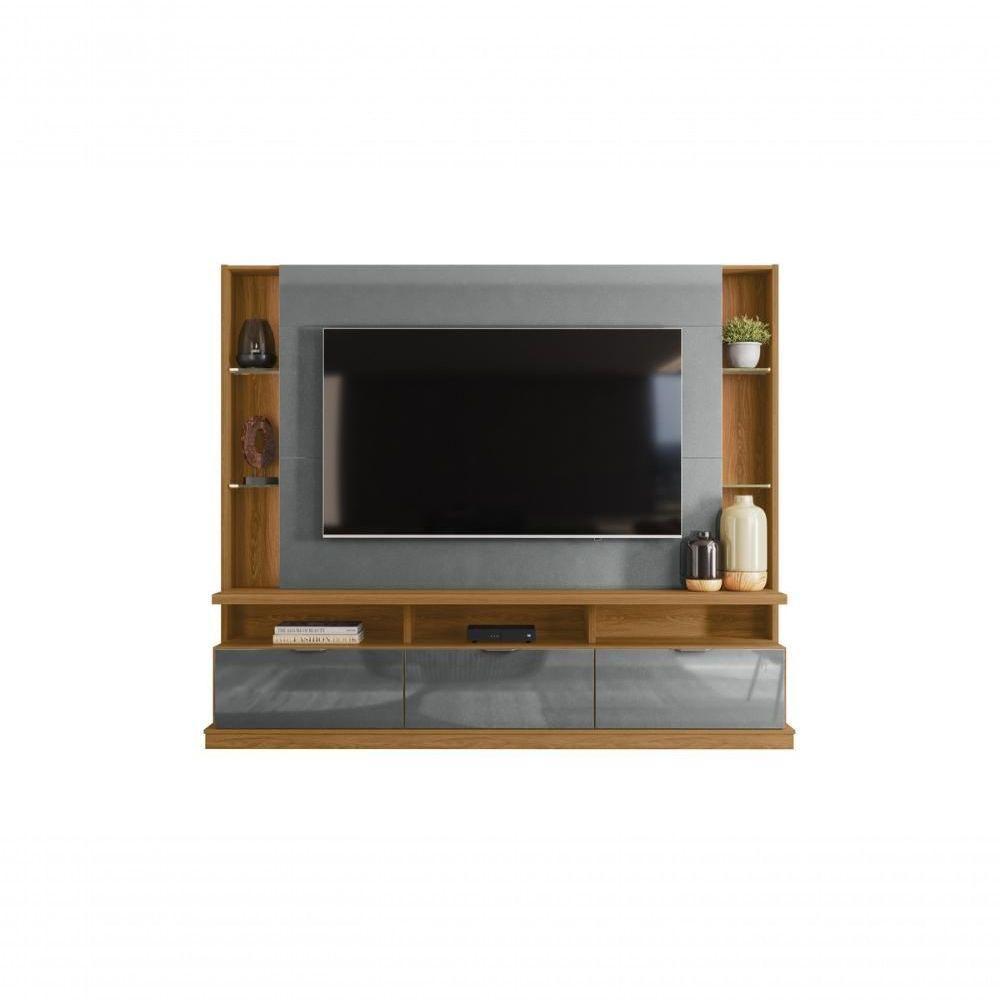 Miniatura Painel Home Bilbao 2024 P- Tvs Até 70 3 Portas E Prateleiras P- Itens - Jequitiba-cinza Perolizado