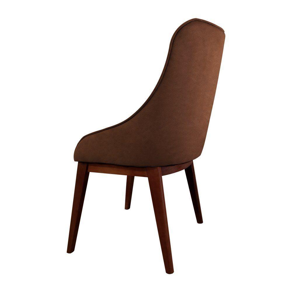 Kit 2 Cadeiras De Jantar Luxo Estofada Elisa Anatômica Couro Pu Caramelo Base Madeira Maciça Imbuia