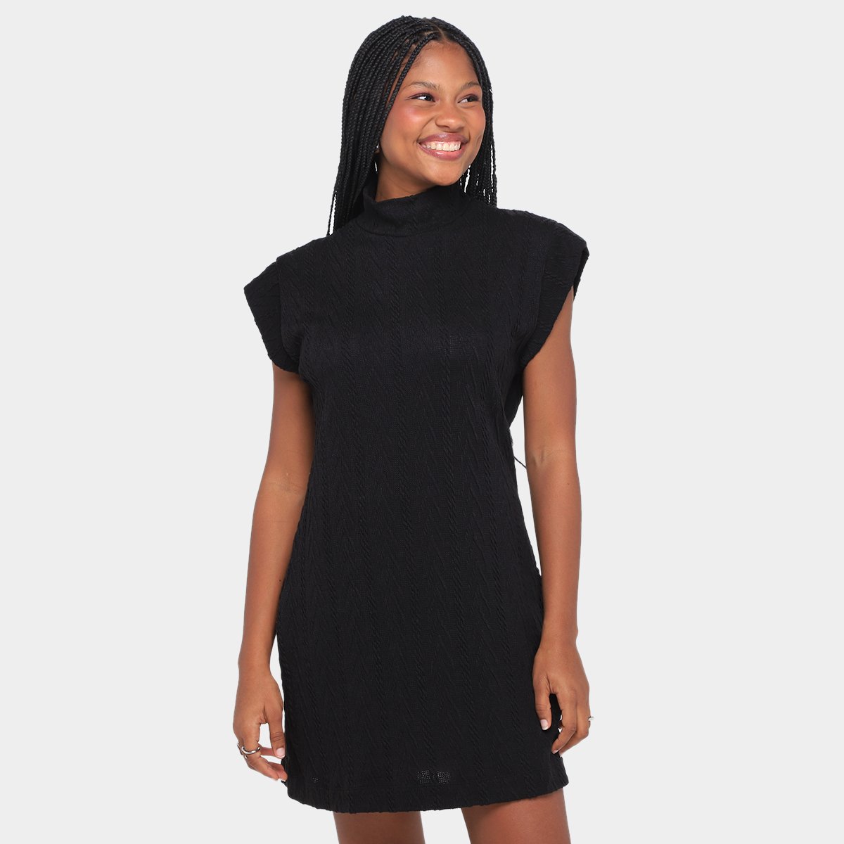 Miniatura Vestido Curto Morena Rosa Gola Alta Feminino Preto - M