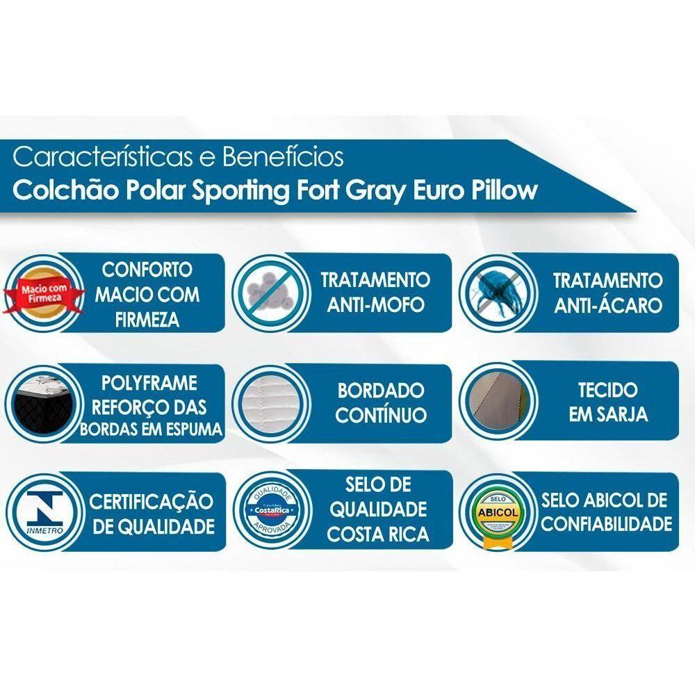 Cama Box Queen: Colchão Molas Ensacadas Polar Masterpocket Sporting + Base Rústico Black(158X198)