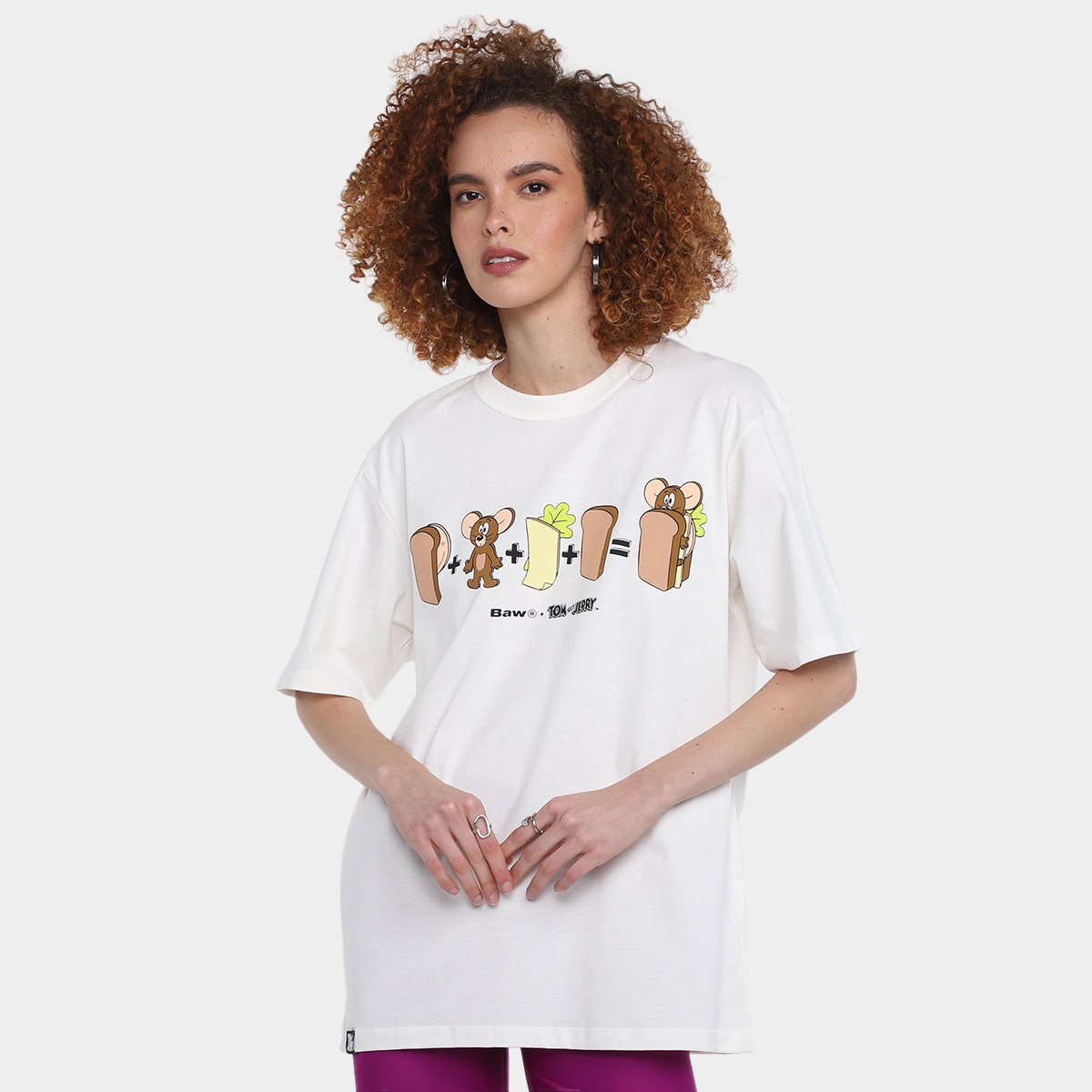 Miniatura Camiseta Baw Clothing Lanchos Baw X T&J Feminina Off White - G