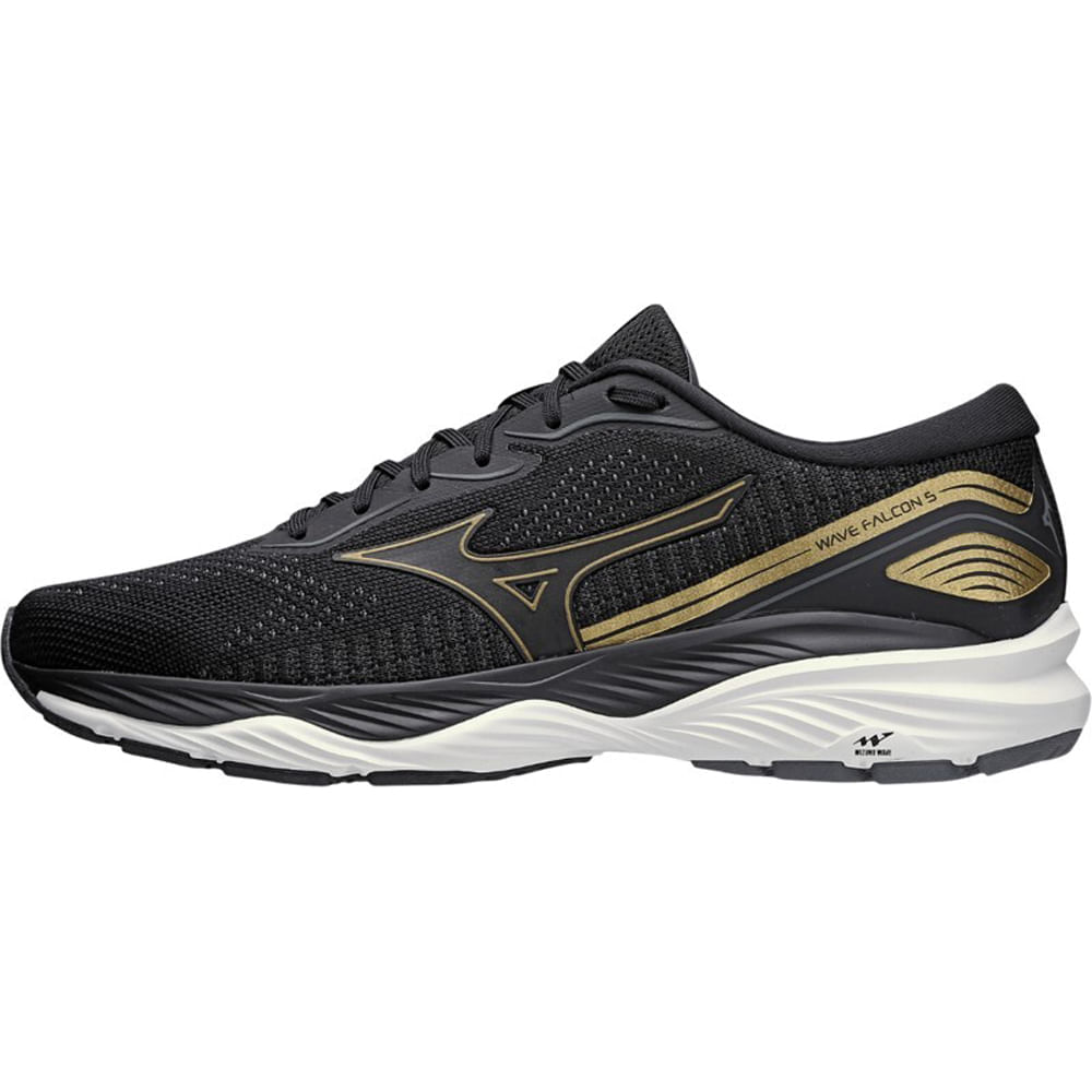 Miniatura Kit 1 Tênis de Corrida Masculino Mizuno Wave Falcon 5 e 3 Pares de Meia Cano Médio Preto - 38
